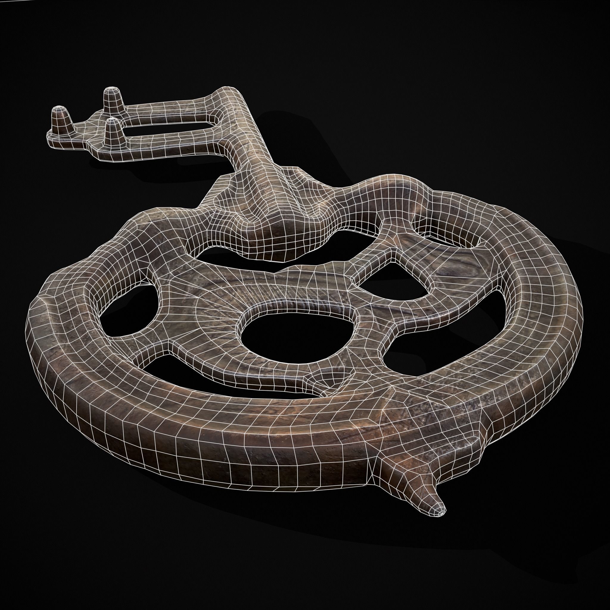 Medieval Rusting Iron Key Low-poly 3D model_4