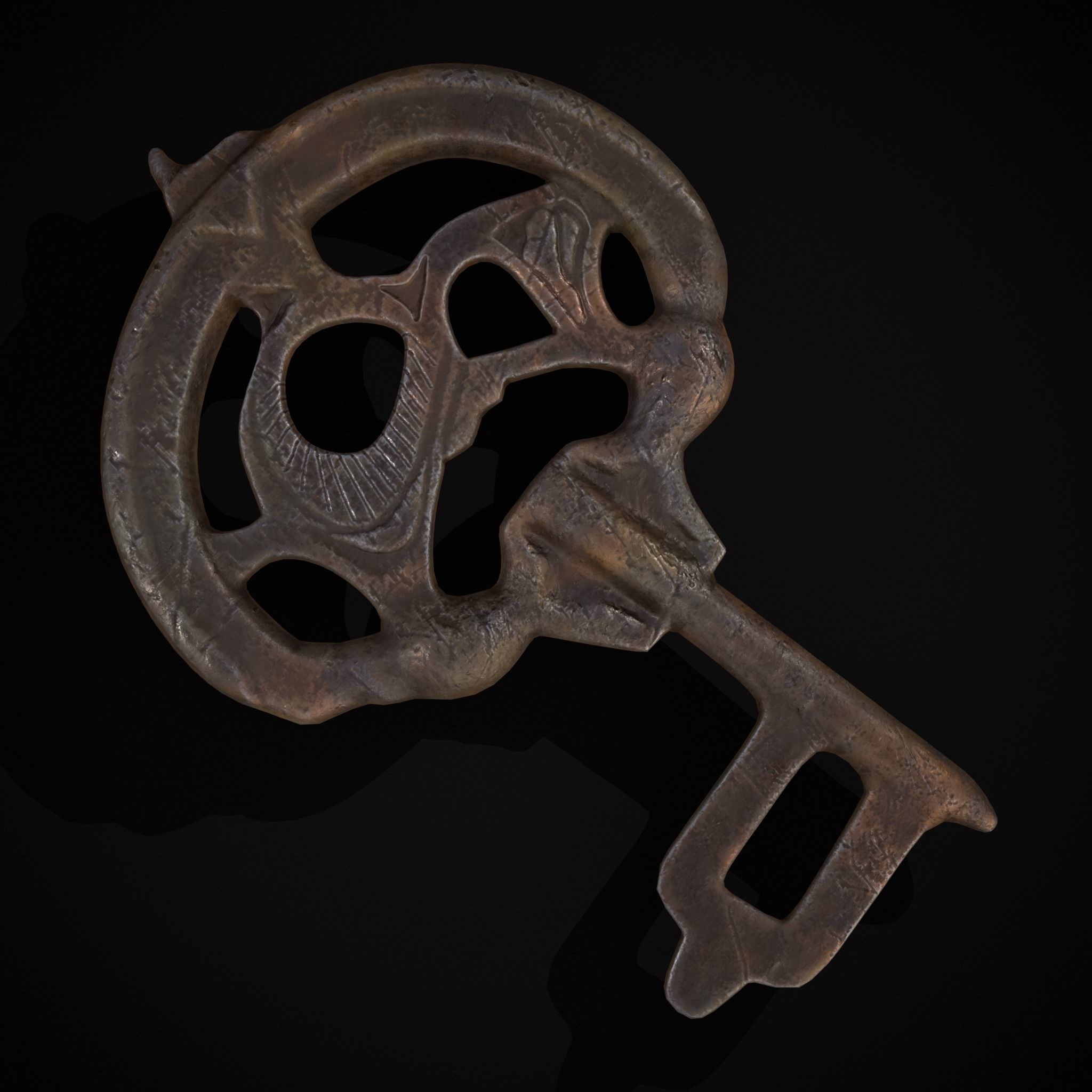 Medieval Rusting Iron Key Low-poly 3D model_15