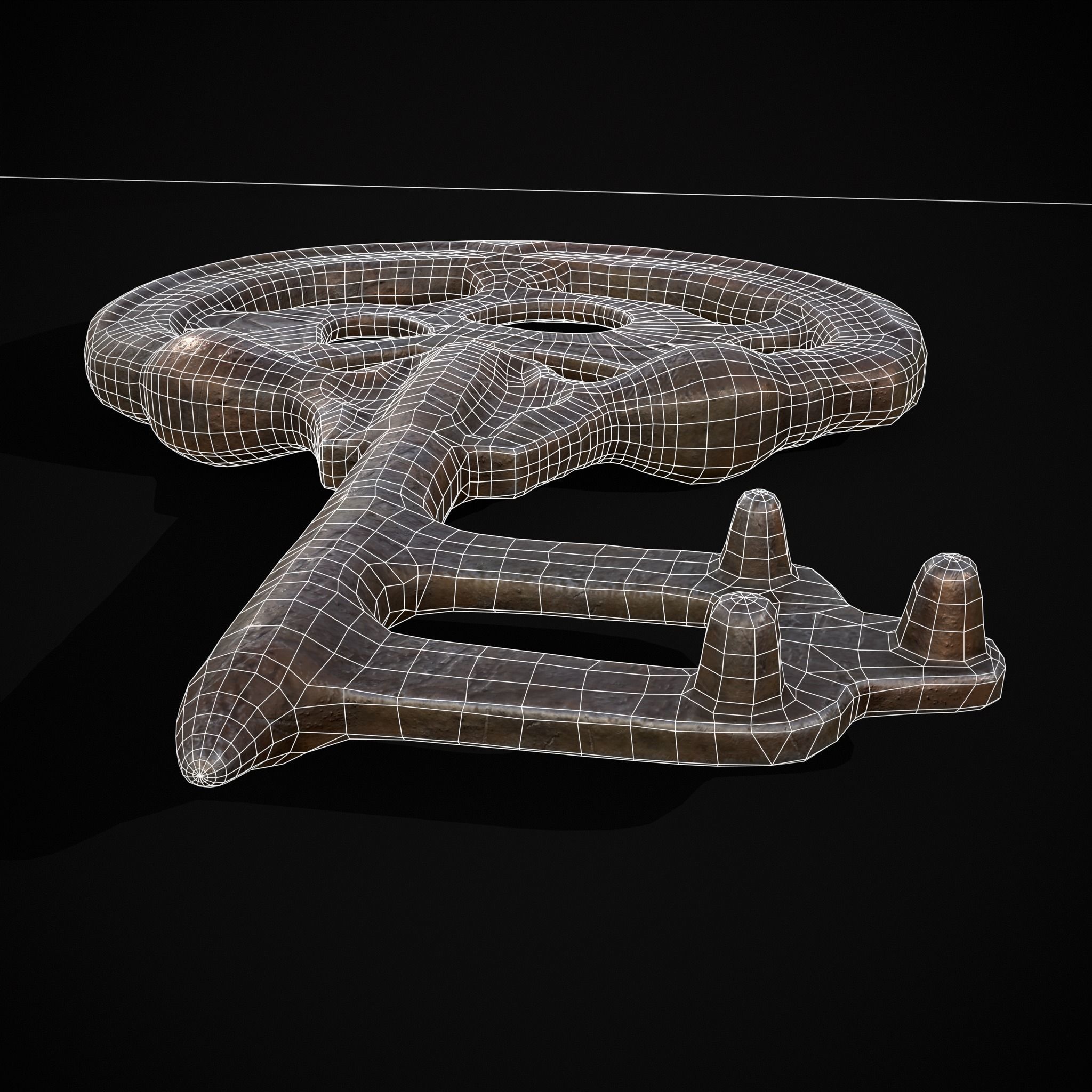 Medieval Rusting Iron Key Low-poly 3D model_8