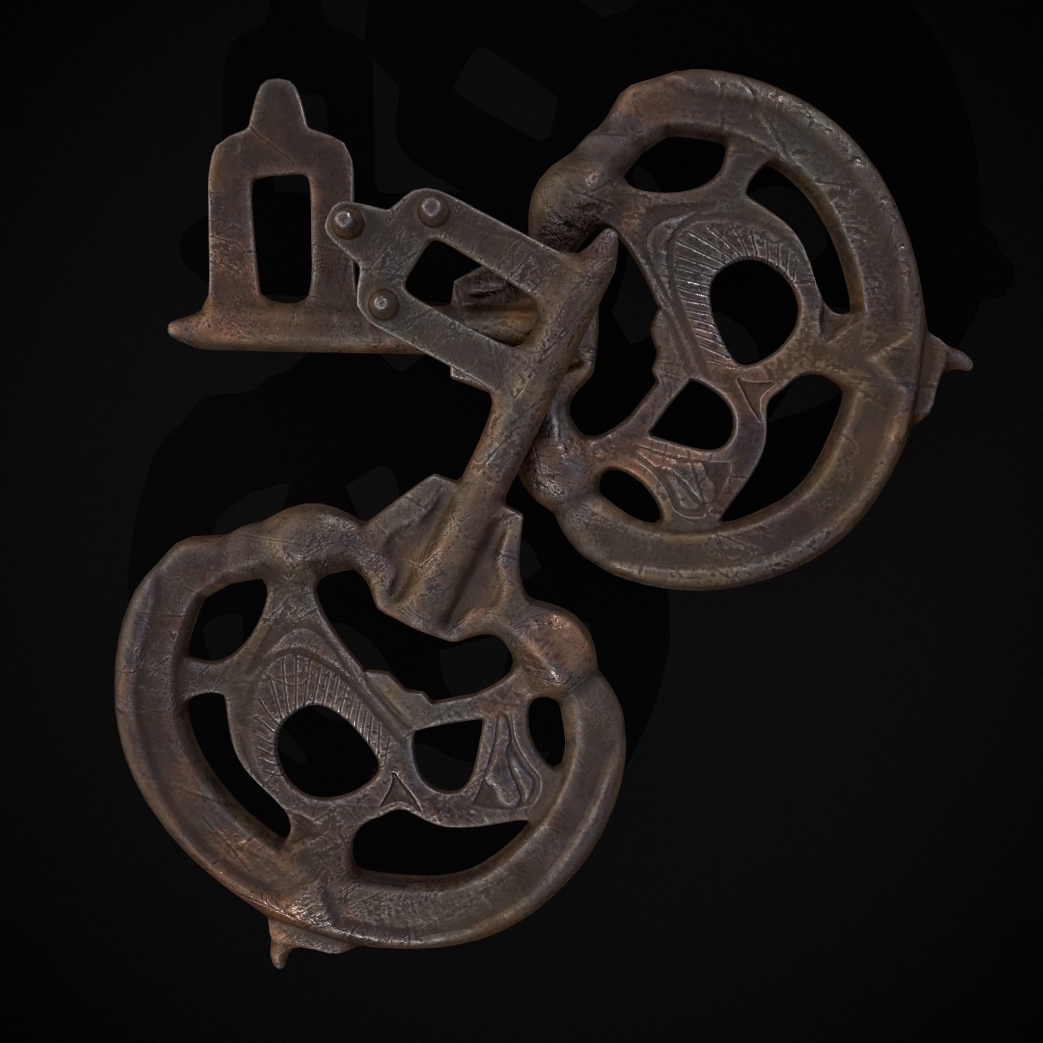 Medieval Rusting Iron Key Low-poly 3D model_23