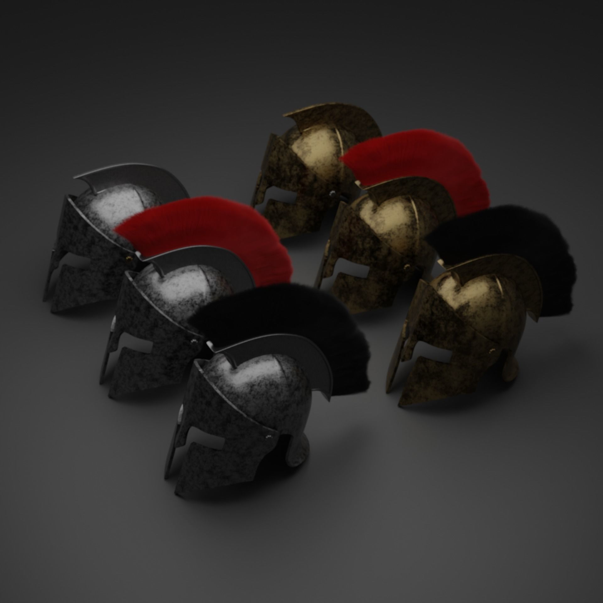 6 Spartan Helmets 3D model_1