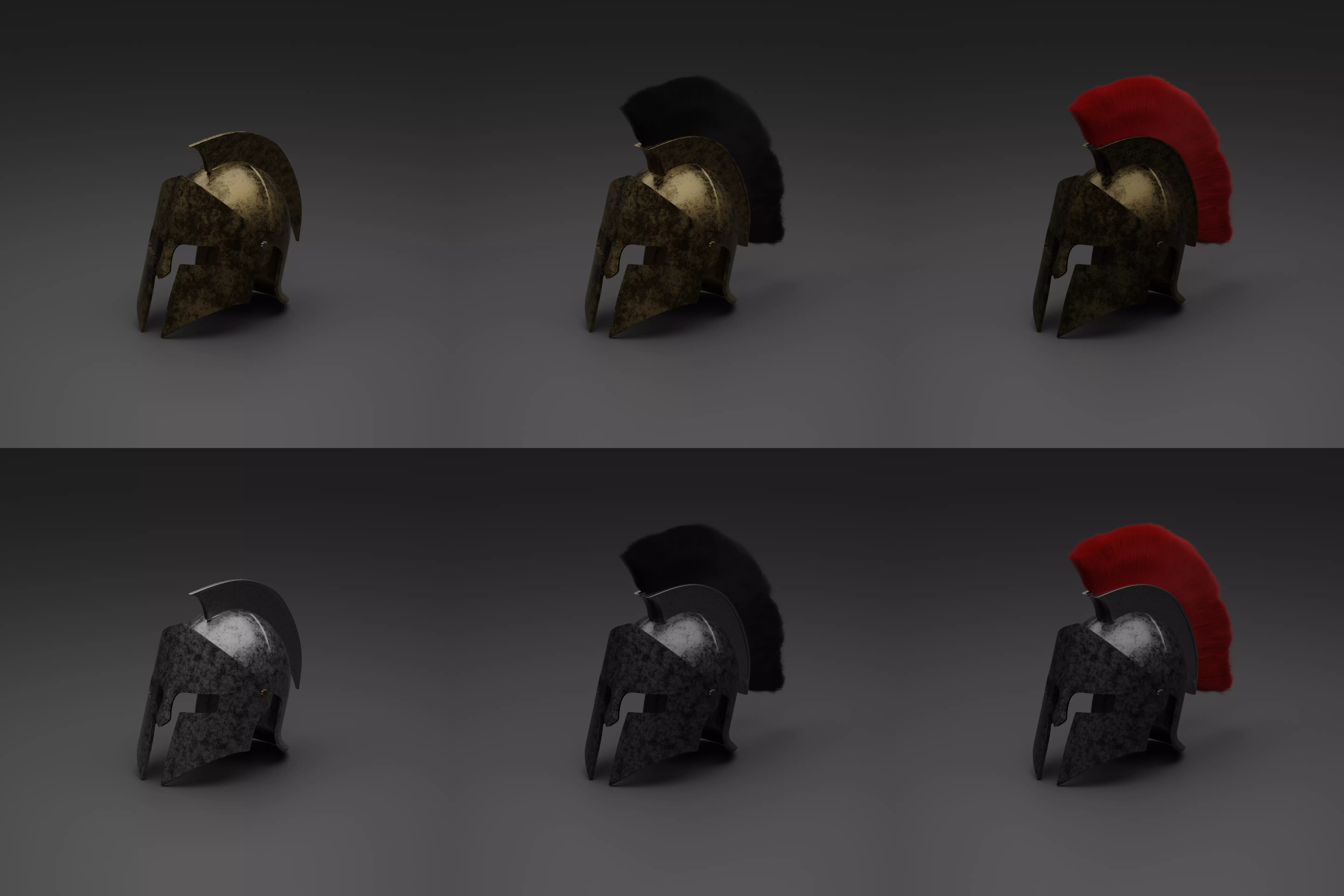 6 Spartan Helmets 3D model_0