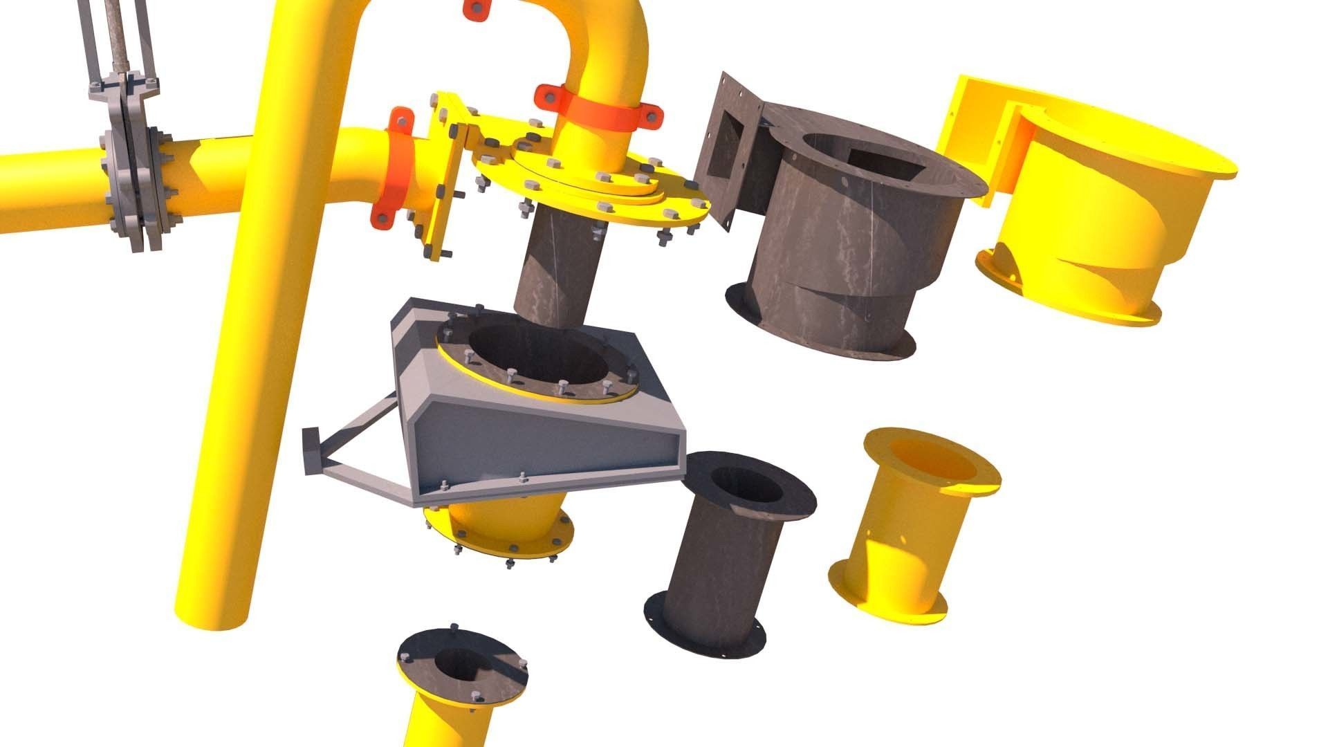 hydrocyclone pipe with valve 3D model_5