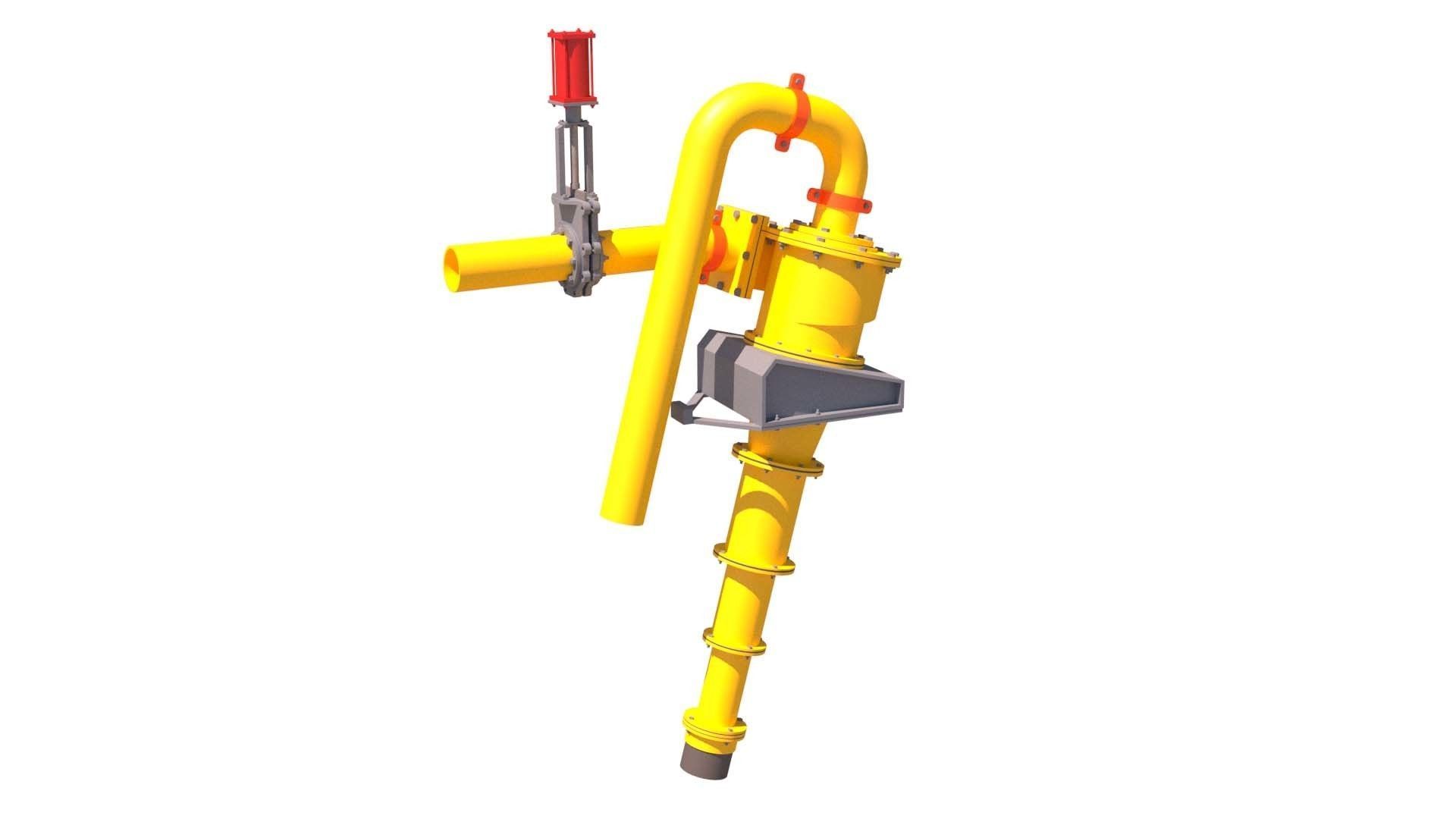 hydrocyclone pipe with valve 3D model_1