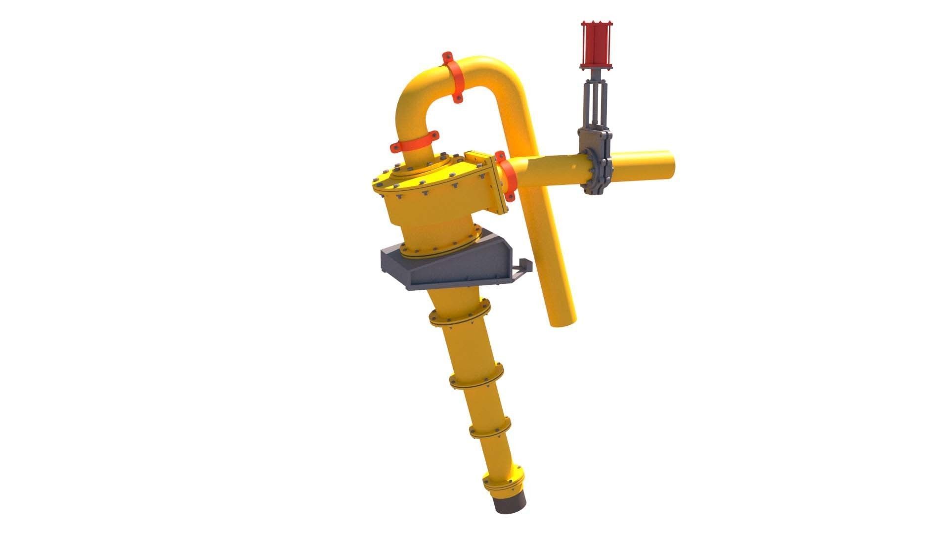 hydrocyclone pipe with valve 3D model_3