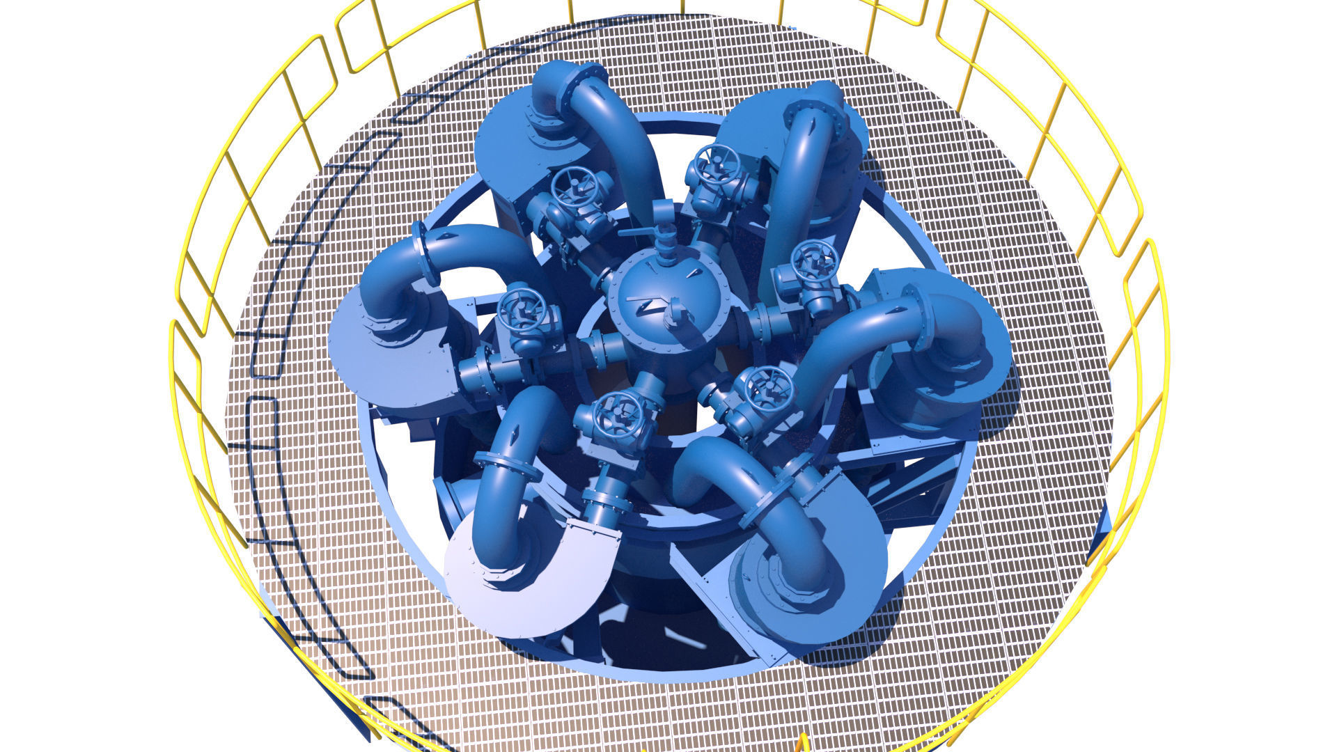 hidrociclones water treatment plant with stairs and ladders 3D model_2