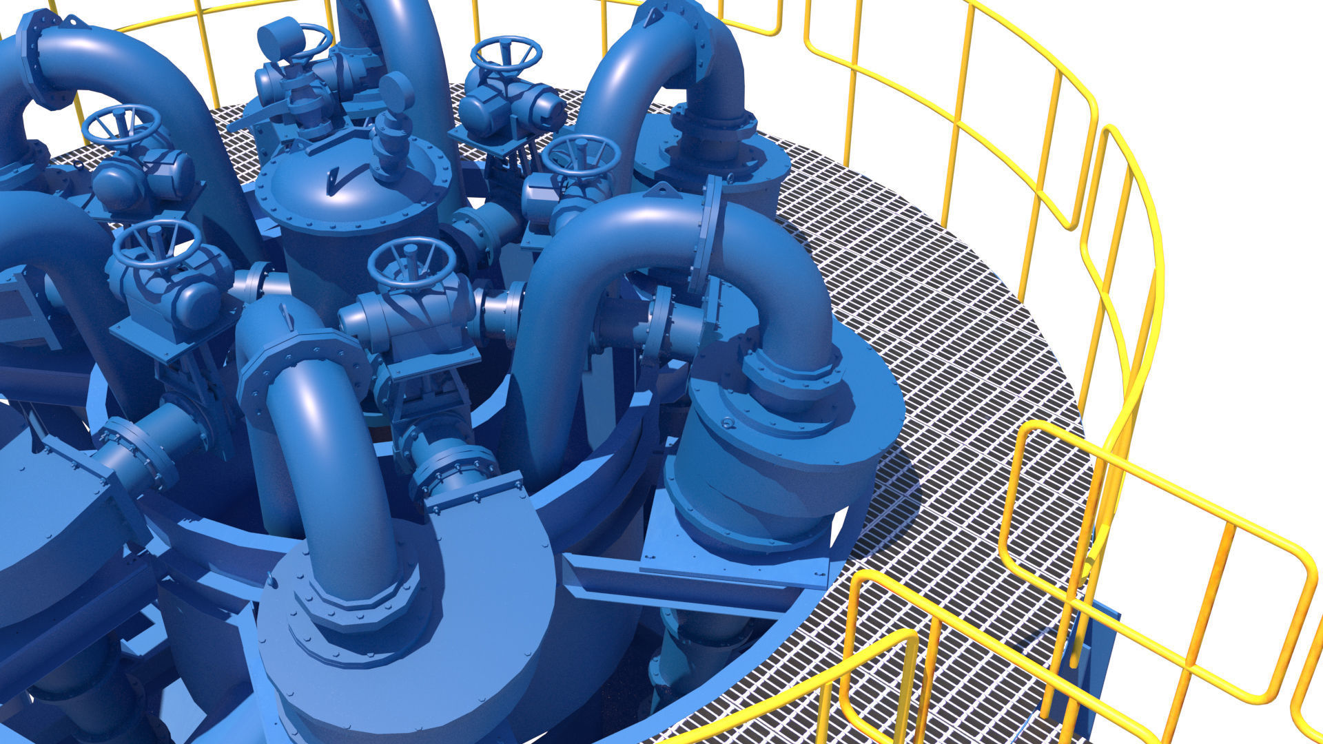 hidrociclones water treatment plant with stairs and ladders 3D model_3