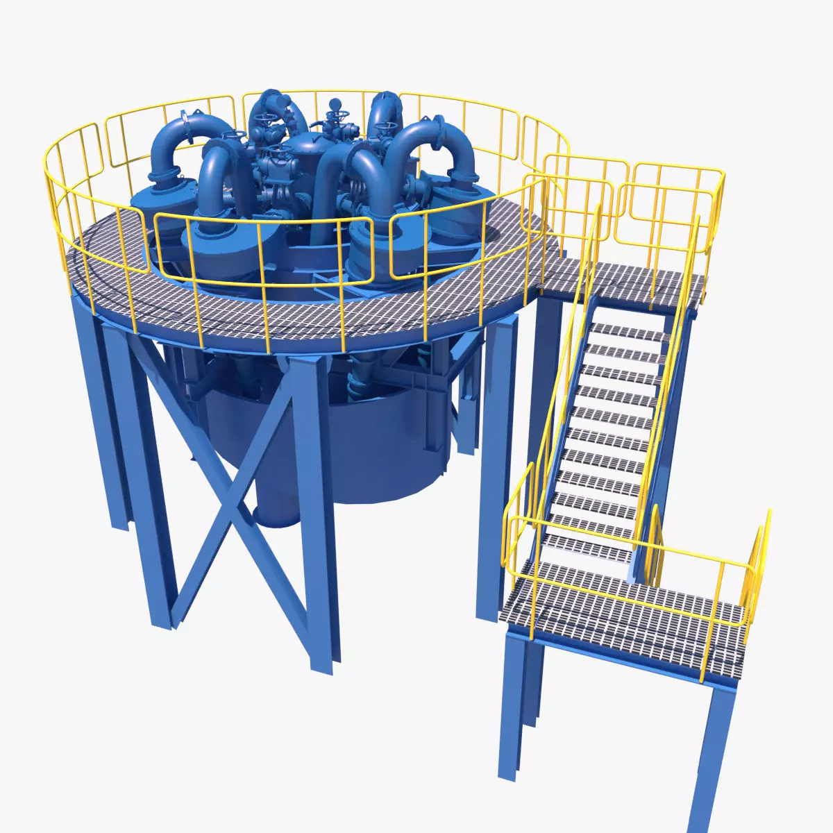 hidrociclones water treatment plant with stairs and ladders 3D model_0