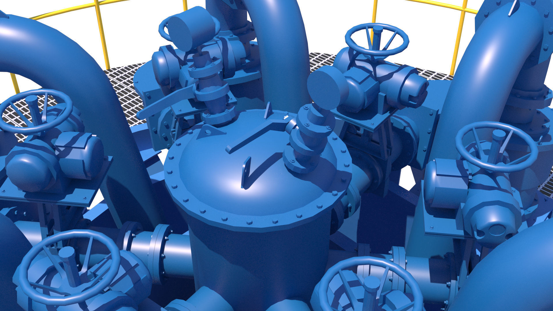 hidrociclones water treatment plant with stairs and ladders 3D model_4