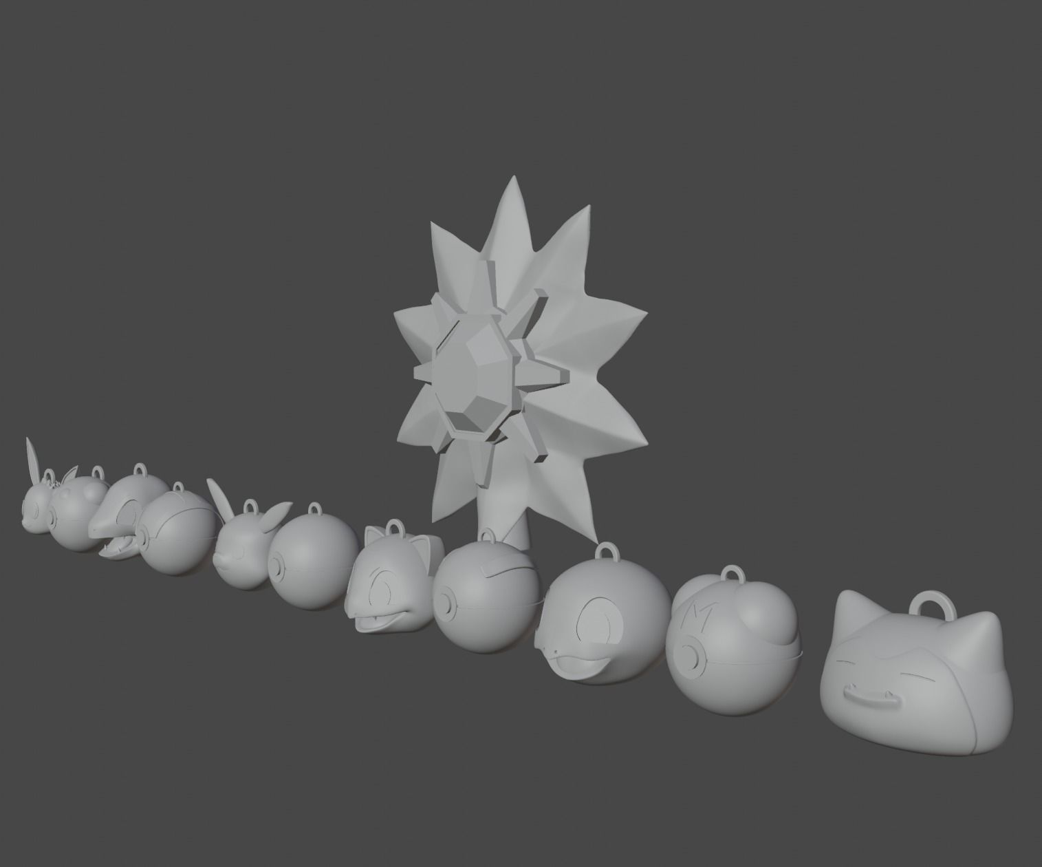 Pokemon Christmas tree ornament set 3D print model_5