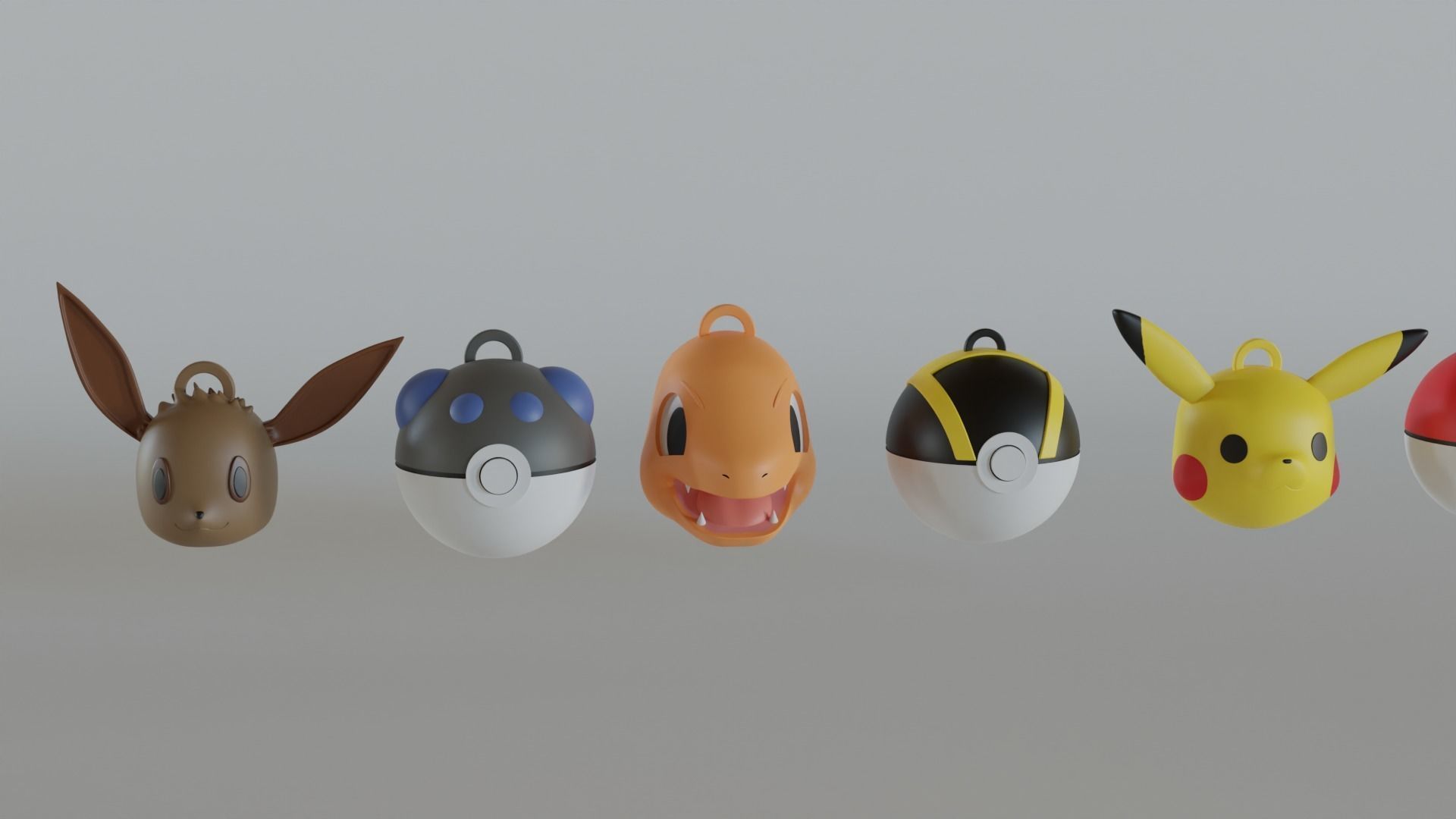 Pokemon Christmas tree ornament set 3D print model_1