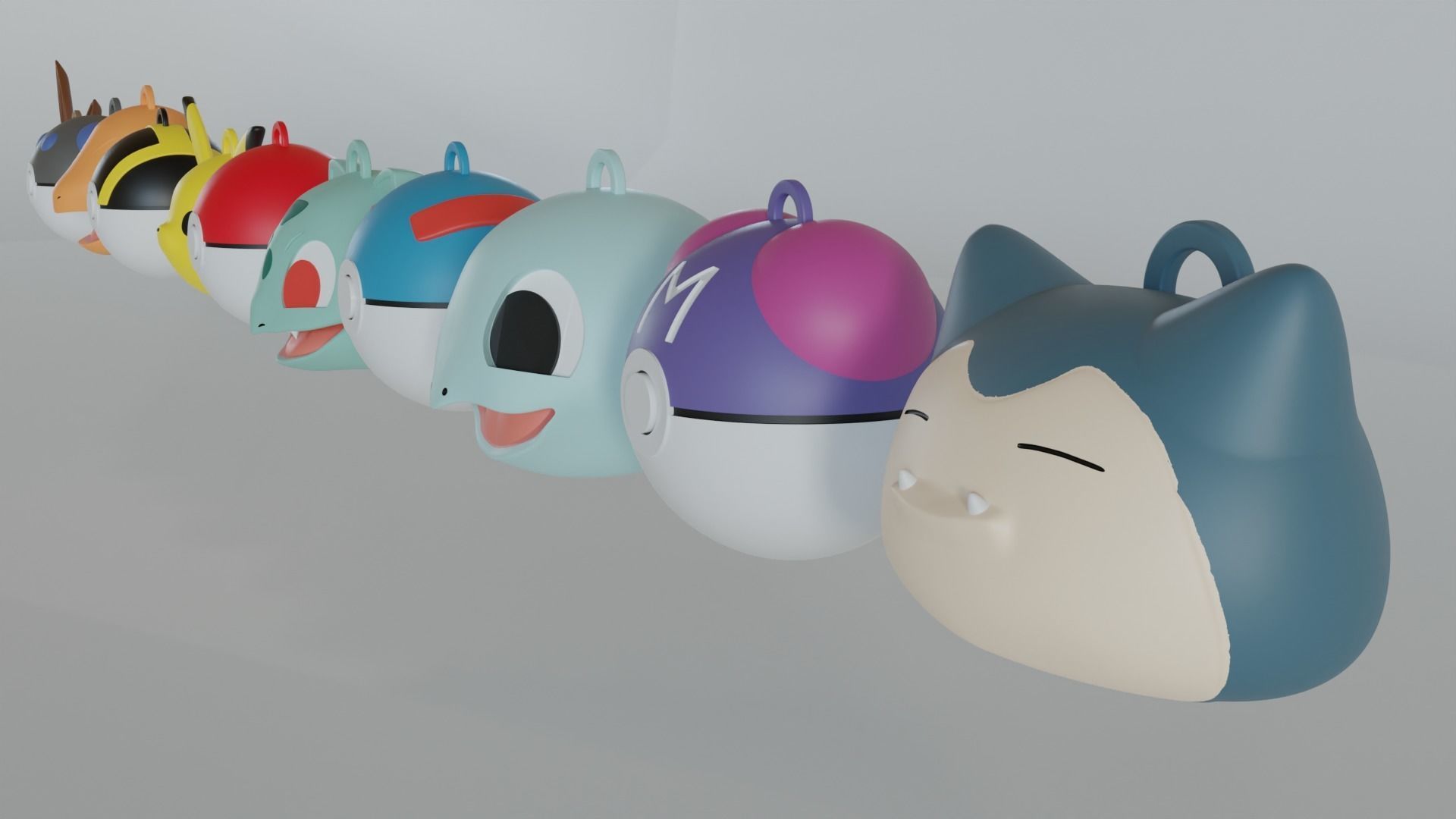 Pokemon Christmas tree ornament set 3D print model_3