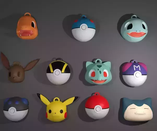 Pokemon Christmas tree ornament set 3D print model