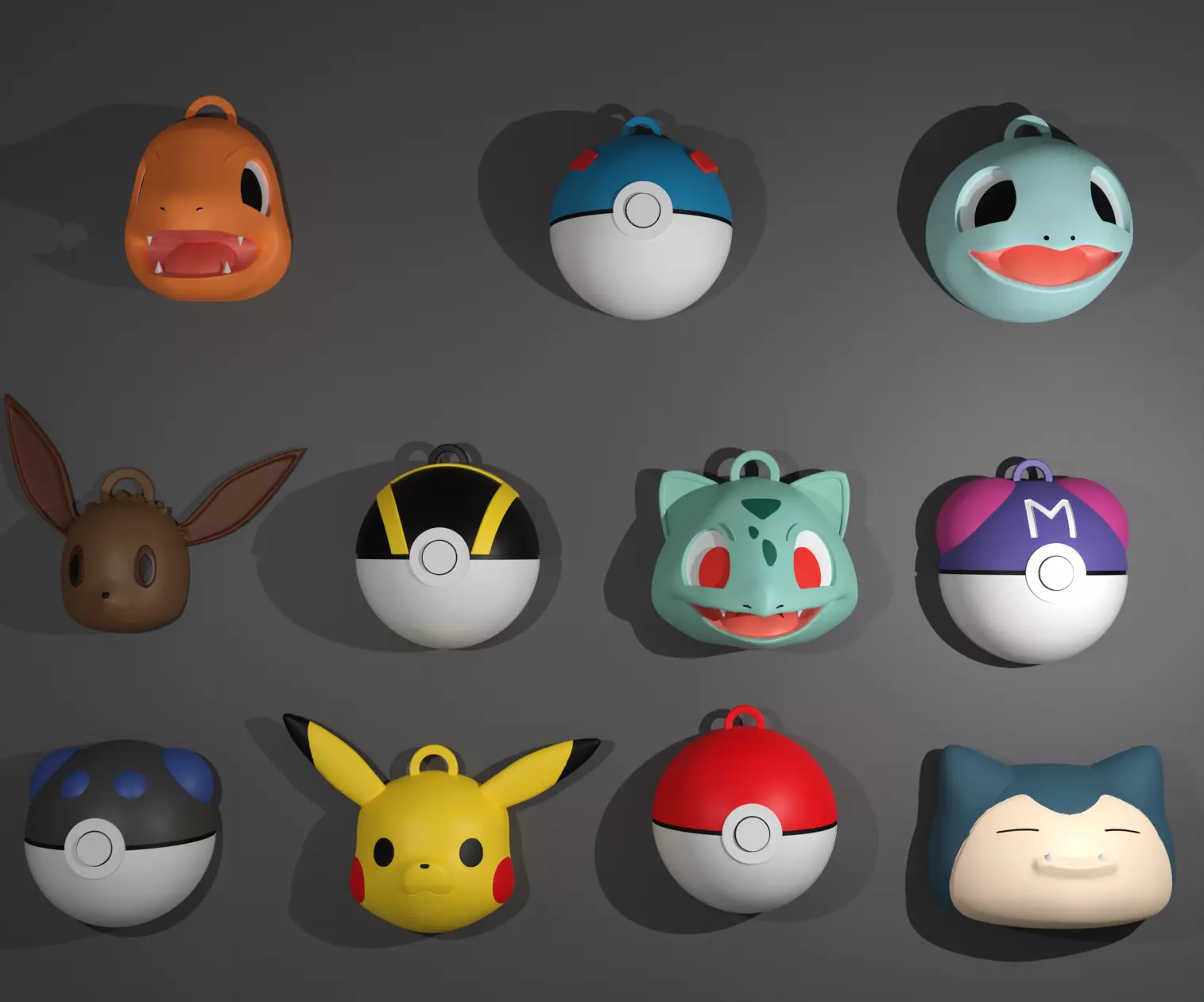 Pokemon Christmas tree ornament set 3D print model_0