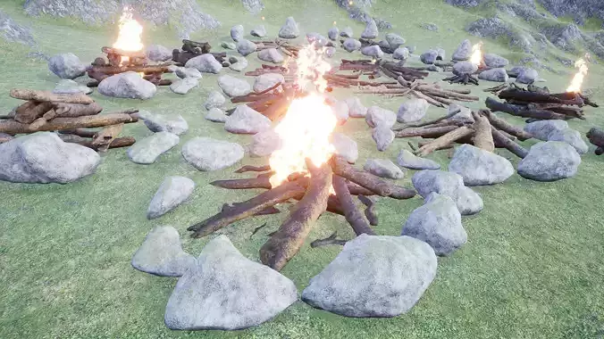 Ultimate Campfires Package  42 Assets Low-poly 3D model