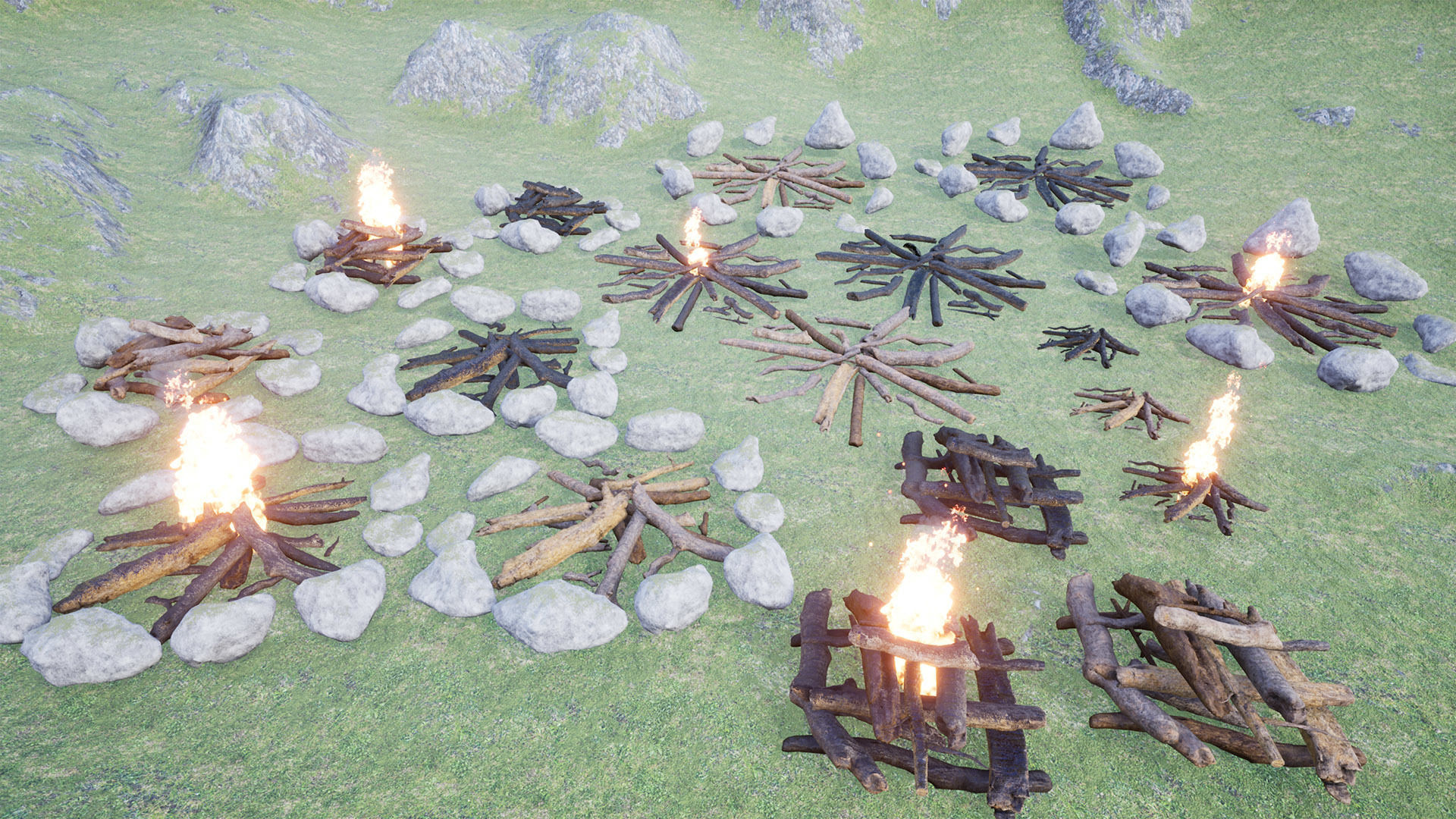 Ultimate Campfires Package 42 Assets Low-poly 3D model_19