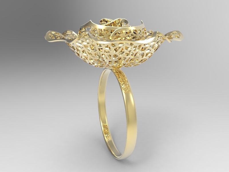 Huge Rose Gold Ring 3D print model_2