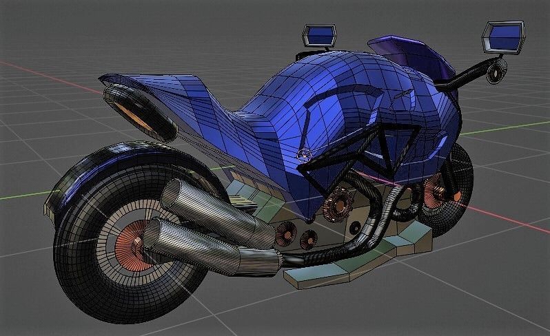 modern sport bike 2023 Low-poly 3D model_9