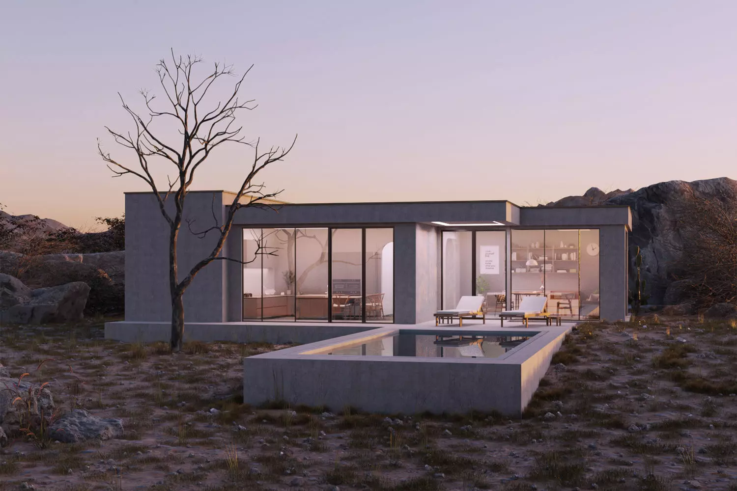 DeadTreeHouse modern house in desert 3D model_0