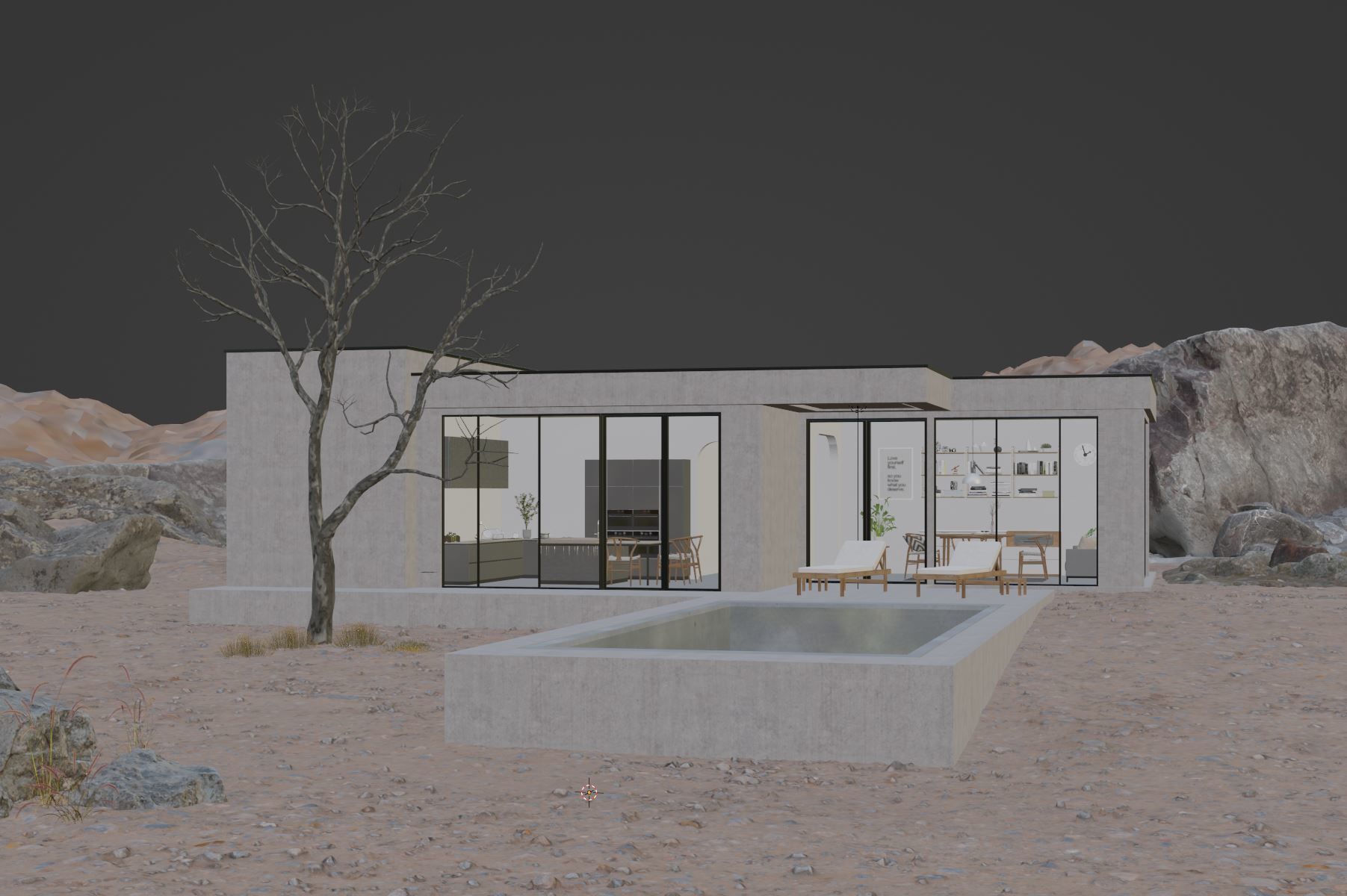 DeadTreeHouse modern house in desert 3D model_1
