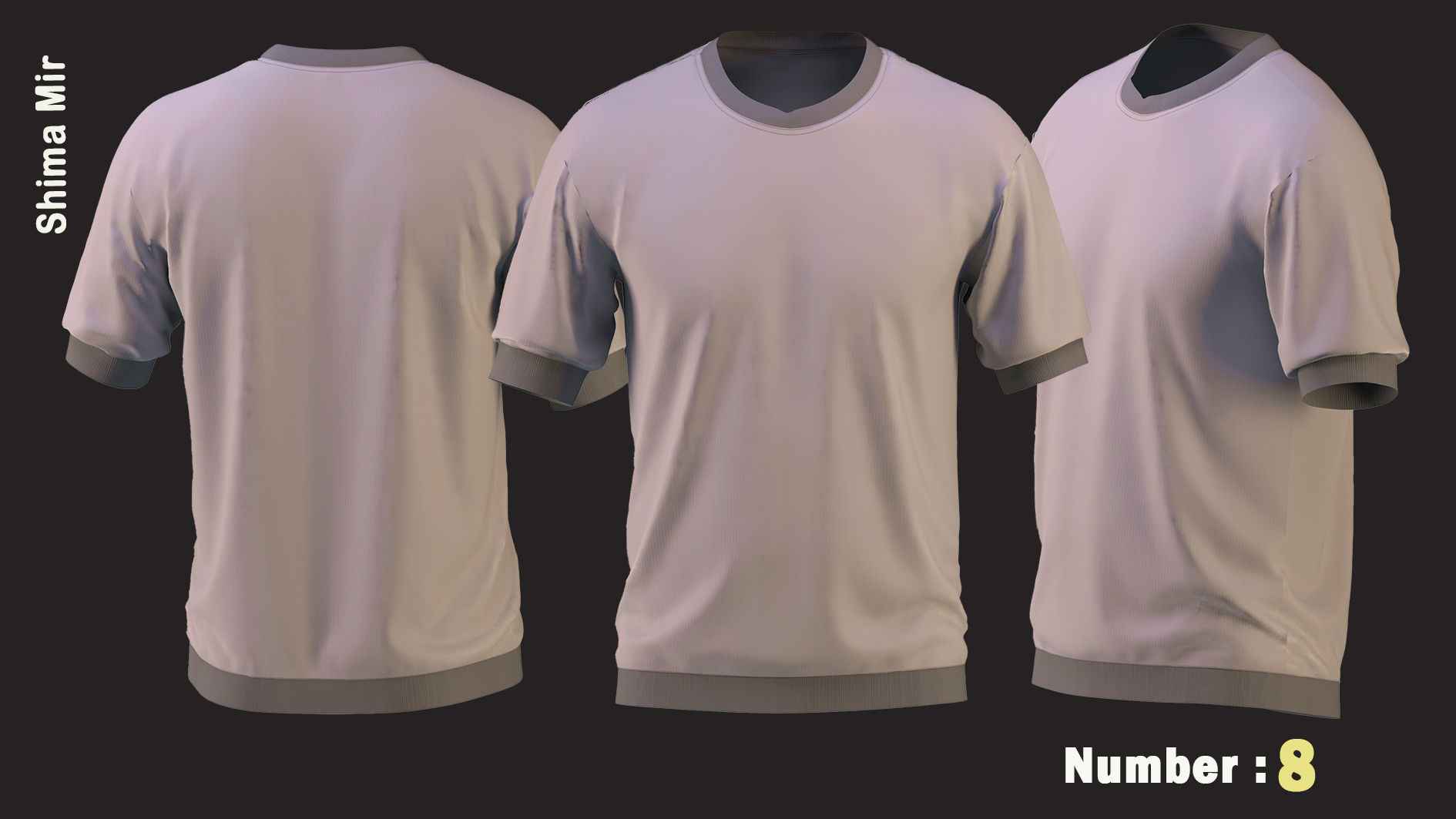 10 Men T-shirt  - ZPRJ - FBX - OBJ - MTL-  MAX-  TEXYURES 3D model_8