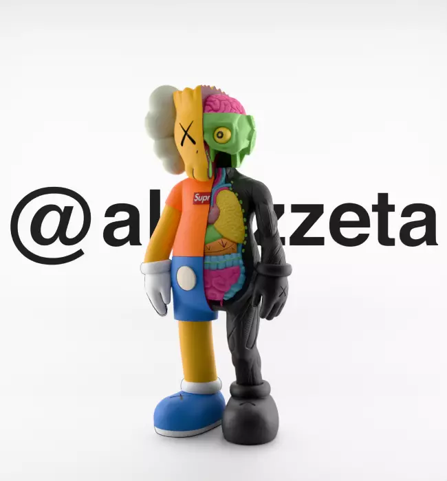 Kaws Bart Simpson x Bart Simpson Flayed Open Textured Low-poly 3D model_2