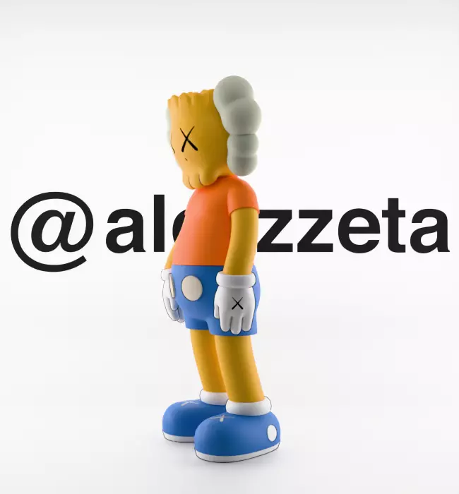 Kaws Bart Simpson x Bart Simpson Flayed Open Textured Low-poly 3D model_22