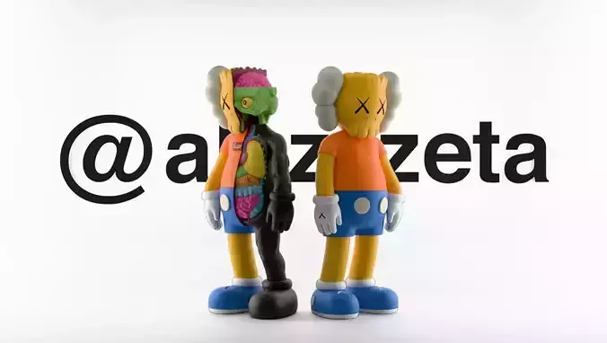 Kaws Bart Simpson x Bart Simpson Flayed Open Textured Low-poly 3D model