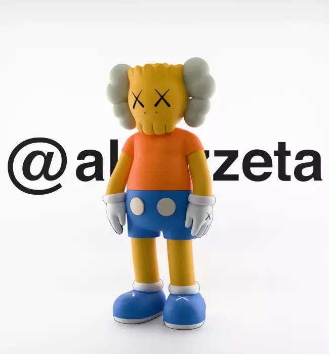 Kaws Bart Simpson x Bart Simpson Flayed Open Textured Low-poly 3D model_20