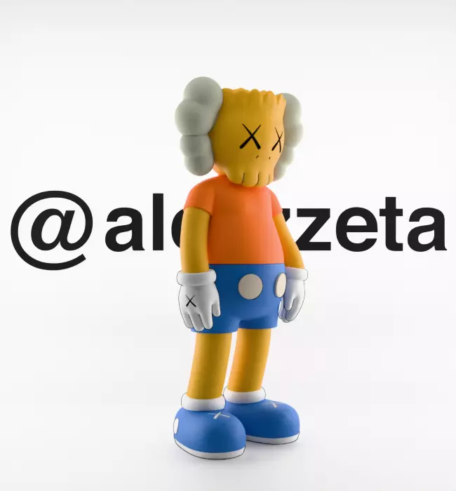 Kaws Bart Simpson x Bart Simpson Flayed Open Textured Low-poly 3D model_35
