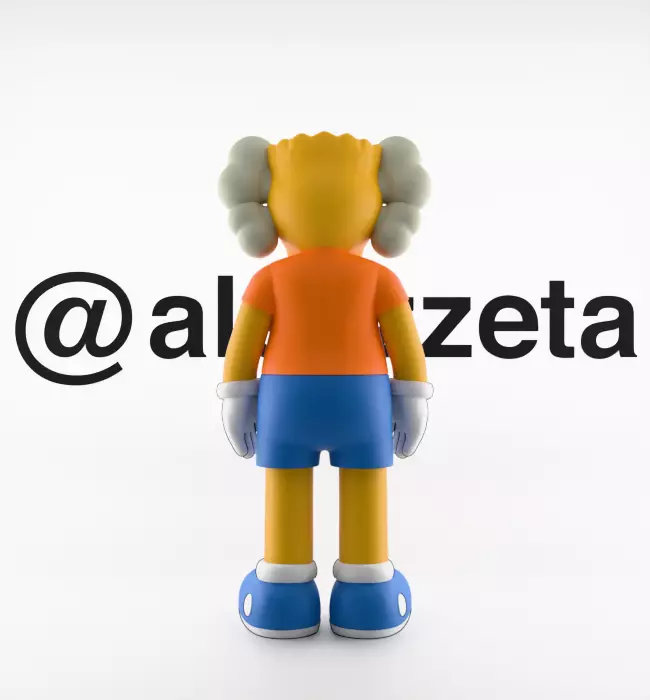 Kaws Bart Simpson x Bart Simpson Flayed Open Textured Low-poly 3D model_28