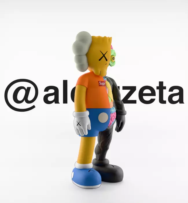 Kaws Bart Simpson x Bart Simpson Flayed Open Textured Low-poly 3D model_17