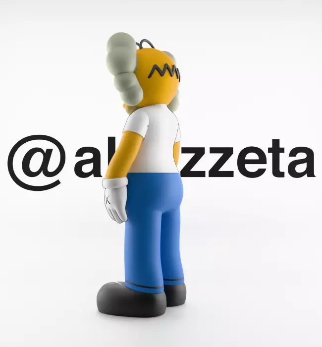 Kaws Homer Simpson x Homer Simpson What Party Textured Low-poly 3D model_7