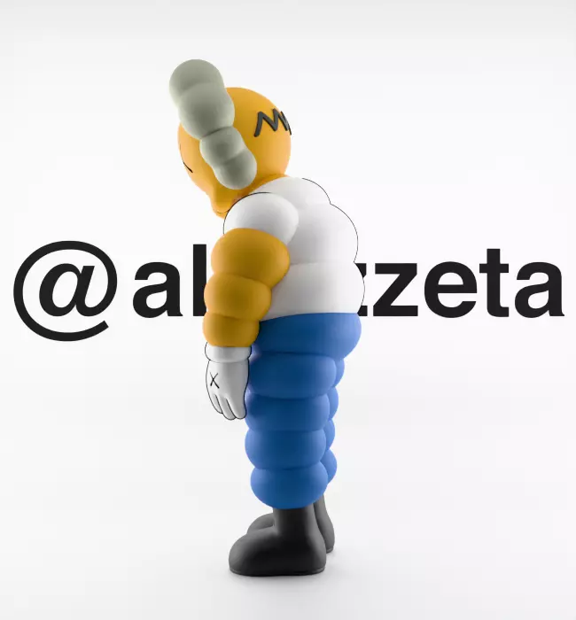 Kaws Homer Simpson x Homer Simpson What Party Textured Low-poly 3D model_24