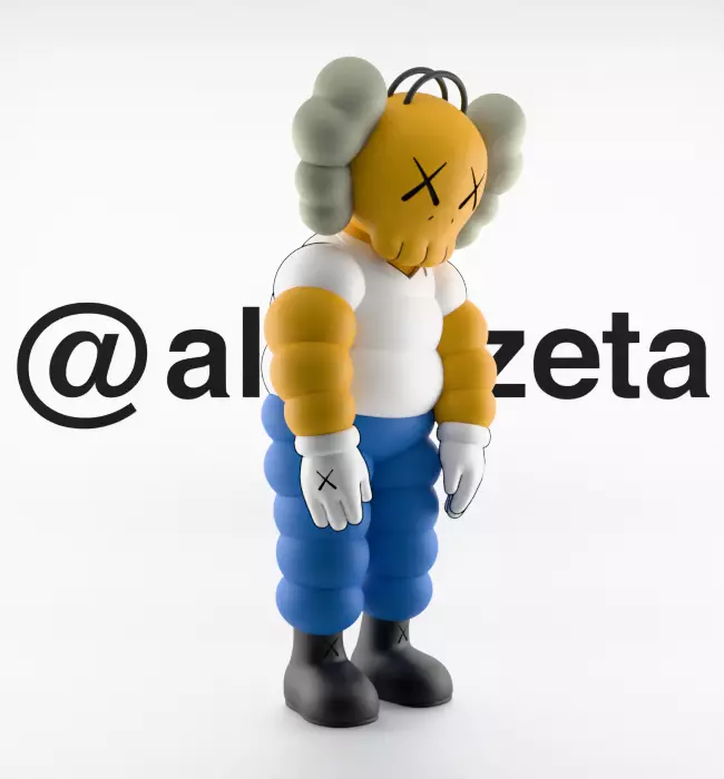 Kaws Homer Simpson x Homer Simpson What Party Textured Low-poly 3D model_35