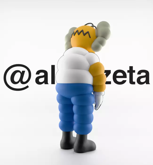 Kaws Homer Simpson x Homer Simpson What Party Textured Low-poly 3D model_30