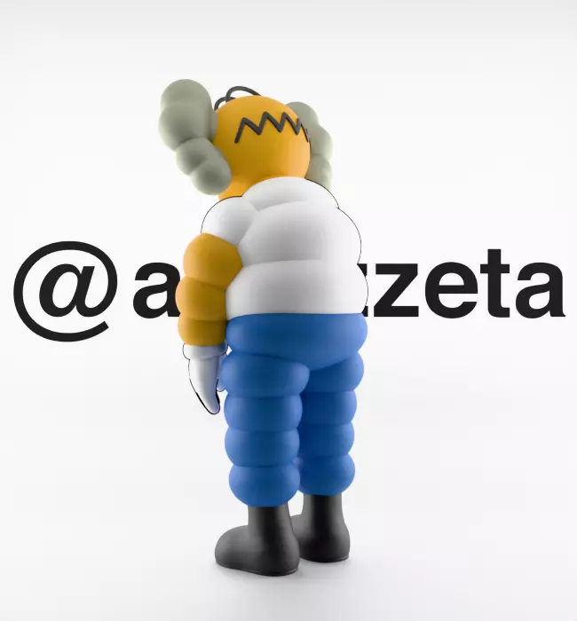 Kaws Homer Simpson x Homer Simpson What Party Textured Low-poly 3D model_26