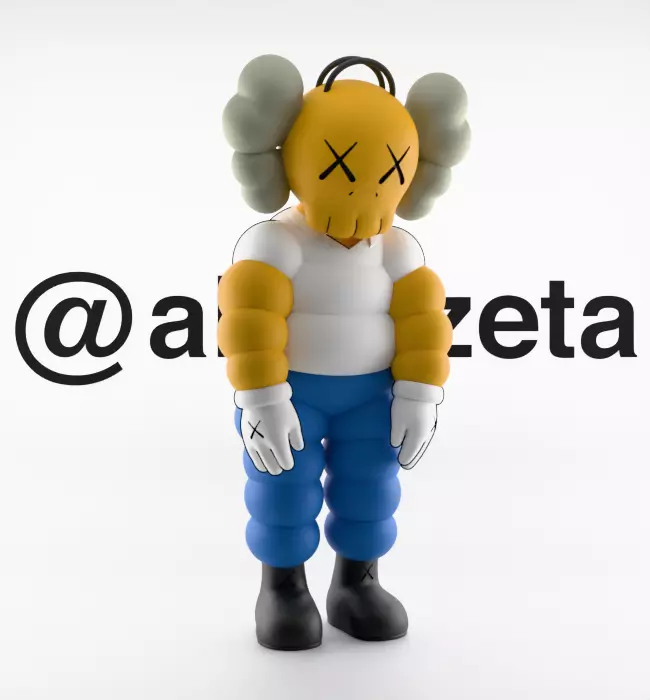 Kaws Homer Simpson x Homer Simpson What Party Textured Low-poly 3D model_36