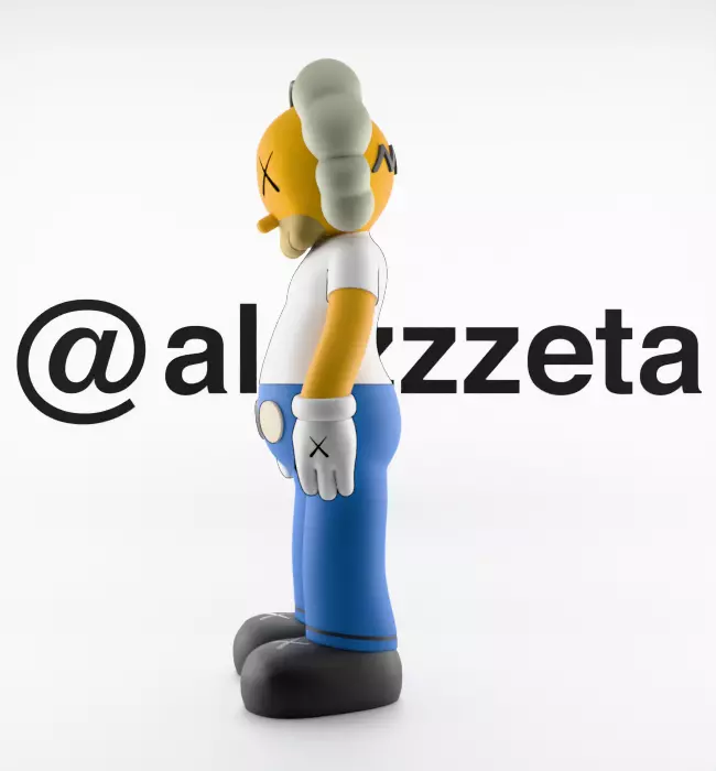 Kaws Homer Simpson x Homer Simpson What Party Textured Low-poly 3D model_5
