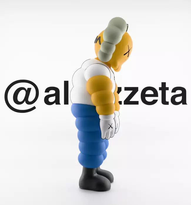 Kaws Homer Simpson x Homer Simpson What Party Textured Low-poly 3D model_33