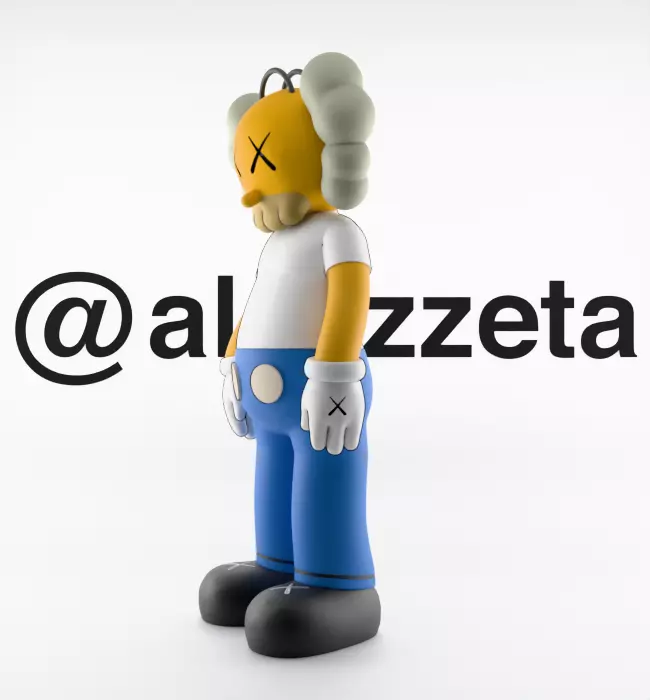 Kaws Homer Simpson x Homer Simpson What Party Textured Low-poly 3D model_4