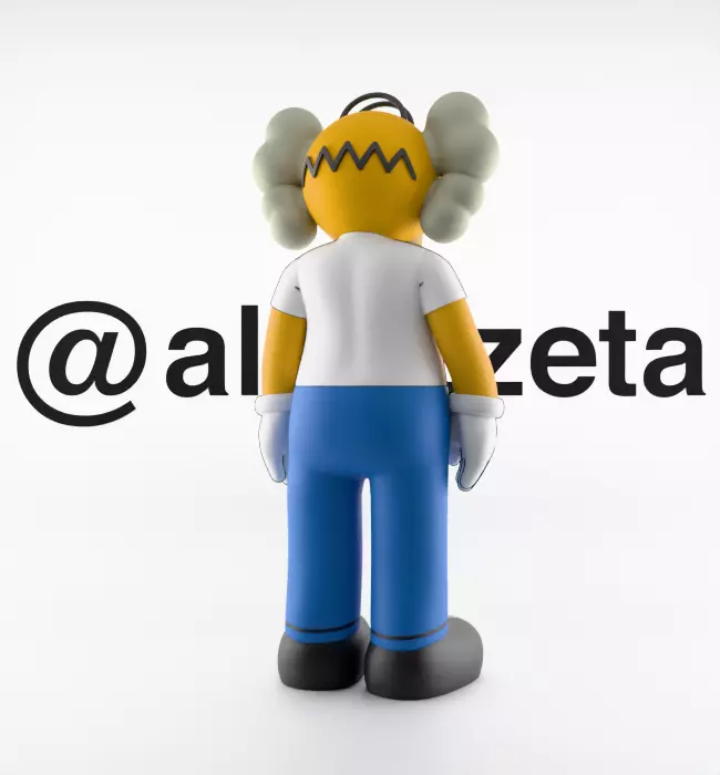 Kaws Homer Simpson x Homer Simpson What Party Textured Low-poly 3D model_11
