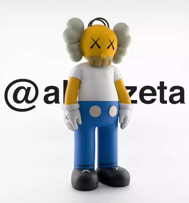 Kaws Homer Simpson x Homer Simpson What Party Textured Low-poly 3D model_18