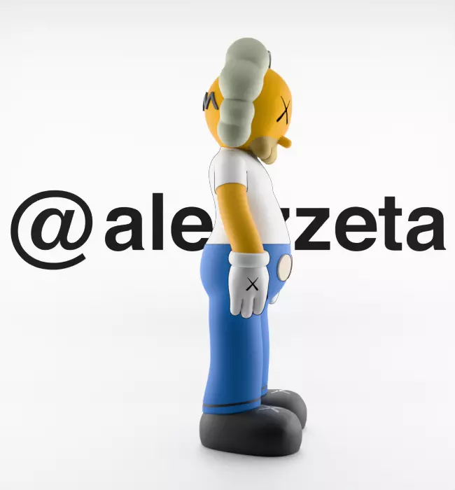 Kaws Homer Simpson x Homer Simpson What Party Textured Low-poly 3D model_15