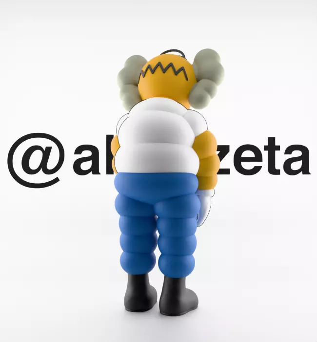 Kaws Homer Simpson x Homer Simpson What Party Textured Low-poly 3D model_29