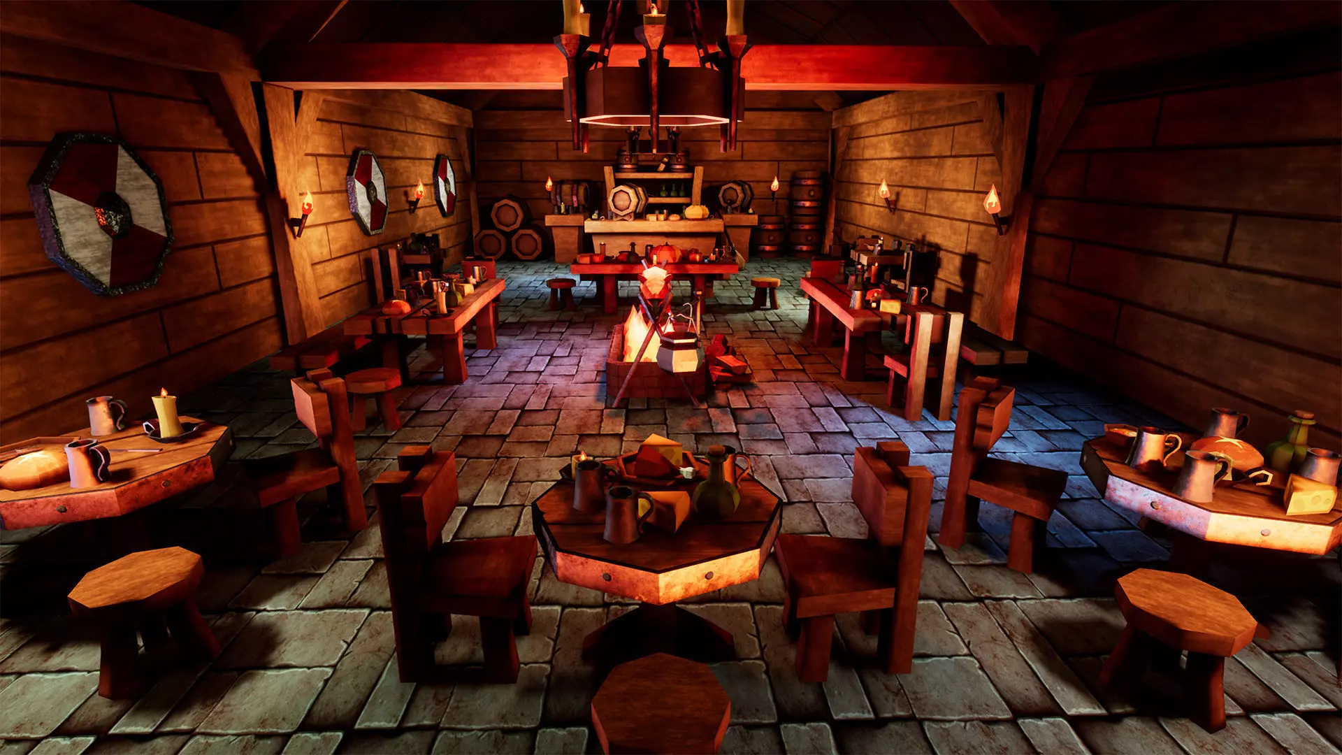 Stylized Tavern  51 Assets Low-poly 3D model_0