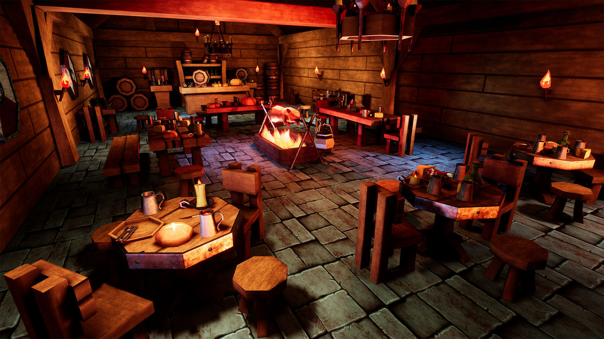 Stylized Tavern  51 Assets Low-poly 3D model_4
