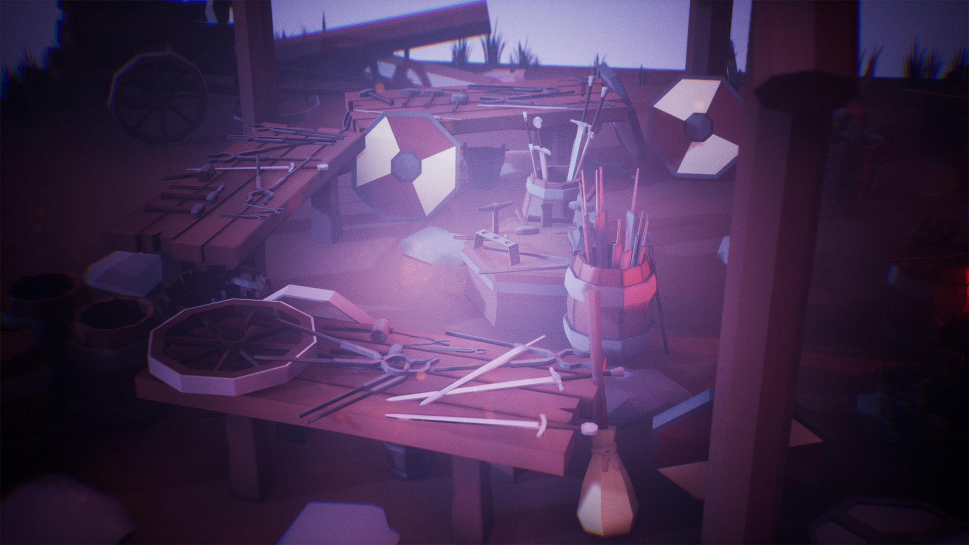 Stylized Medieval Forge  53 Assets Low-poly 3D model_12