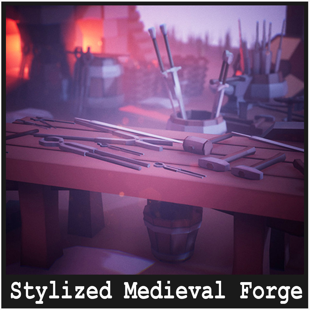 Stylized Medieval Forge  53 Assets Low-poly 3D model_15