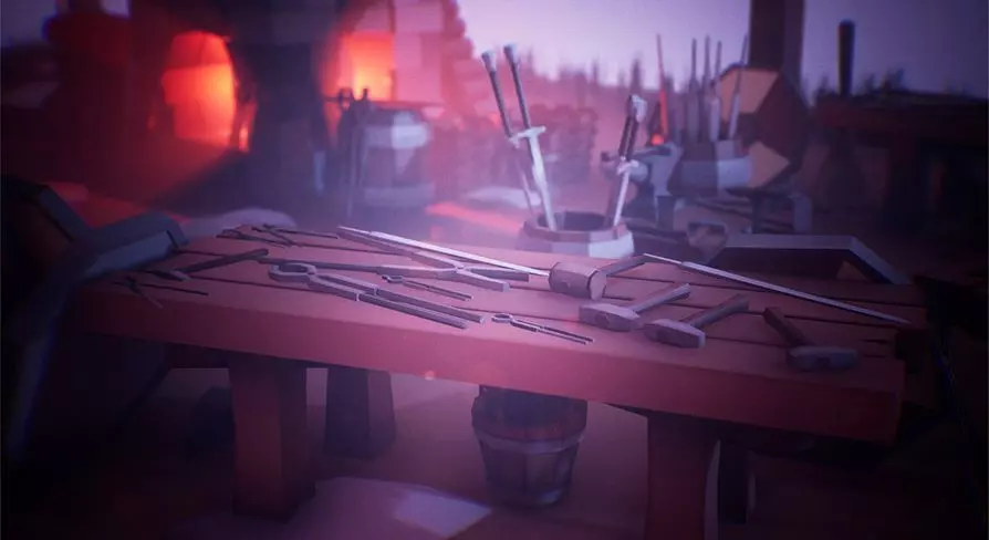 Stylized Medieval Forge  53 Assets Low-poly 3D model_0
